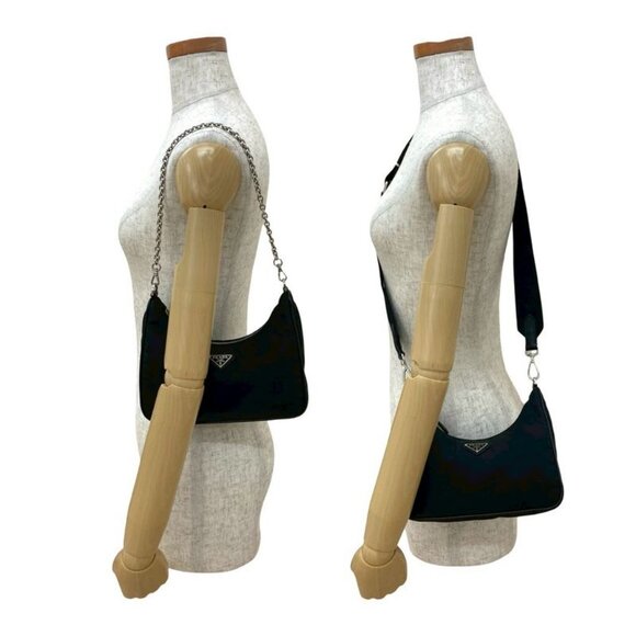 Prada Re-edition Triangle Logo Nylon Saffiano Leather Bag - Picture 2 of 9